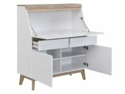 Secrétaire Avec 2 Portes Et 2 Tiroirs - MDF - Blanc Et Naturel - RILESA 15 Secrétaire Avec 2 Portes Et 2 Tiroirs - MDF - Blanc Et Naturel - RILESA -mobilier de bureau Shop meuble bureau 8442737