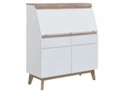 Secrétaire Avec 2 Portes Et 2 Tiroirs - MDF - Blanc Et Naturel - RILESA 14 Secrétaire Avec 2 Portes Et 2 Tiroirs - MDF - Blanc Et Naturel - RILESA -mobilier de bureau Shop meuble bureau 8442739