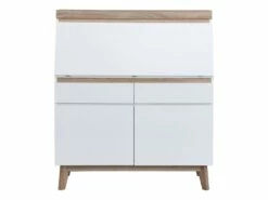 Secrétaire Avec 2 Portes Et 2 Tiroirs - MDF - Blanc Et Naturel - RILESA 16 Secrétaire Avec 2 Portes Et 2 Tiroirs - MDF - Blanc Et Naturel - RILESA -mobilier de bureau Shop meuble bureau 8442743