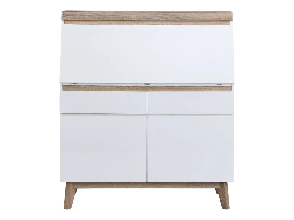 Secrétaire Avec 2 Portes Et 2 Tiroirs - MDF - Blanc Et Naturel - RILESA 5 Secrétaire Avec 2 Portes Et 2 Tiroirs - MDF - Blanc Et Naturel - RILESA – Image 5