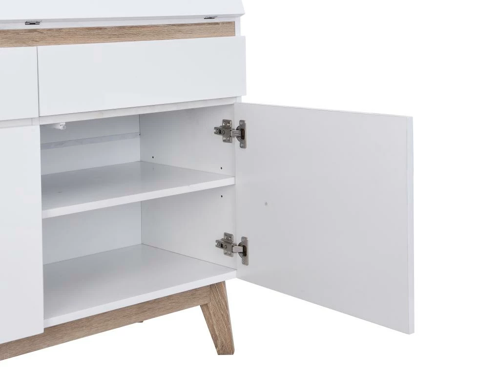 Secrétaire Avec 2 Portes Et 2 Tiroirs - MDF - Blanc Et Naturel - RILESA 10 Secrétaire Avec 2 Portes Et 2 Tiroirs - MDF - Blanc Et Naturel - RILESA – Image 10