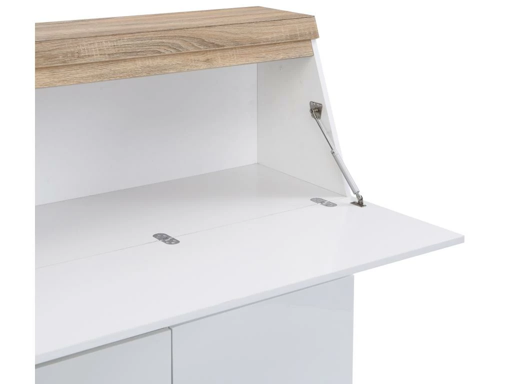 Secrétaire Avec 2 Portes Et 2 Tiroirs - MDF - Blanc Et Naturel - RILESA 7 Secrétaire Avec 2 Portes Et 2 Tiroirs - MDF - Blanc Et Naturel - RILESA – Image 7