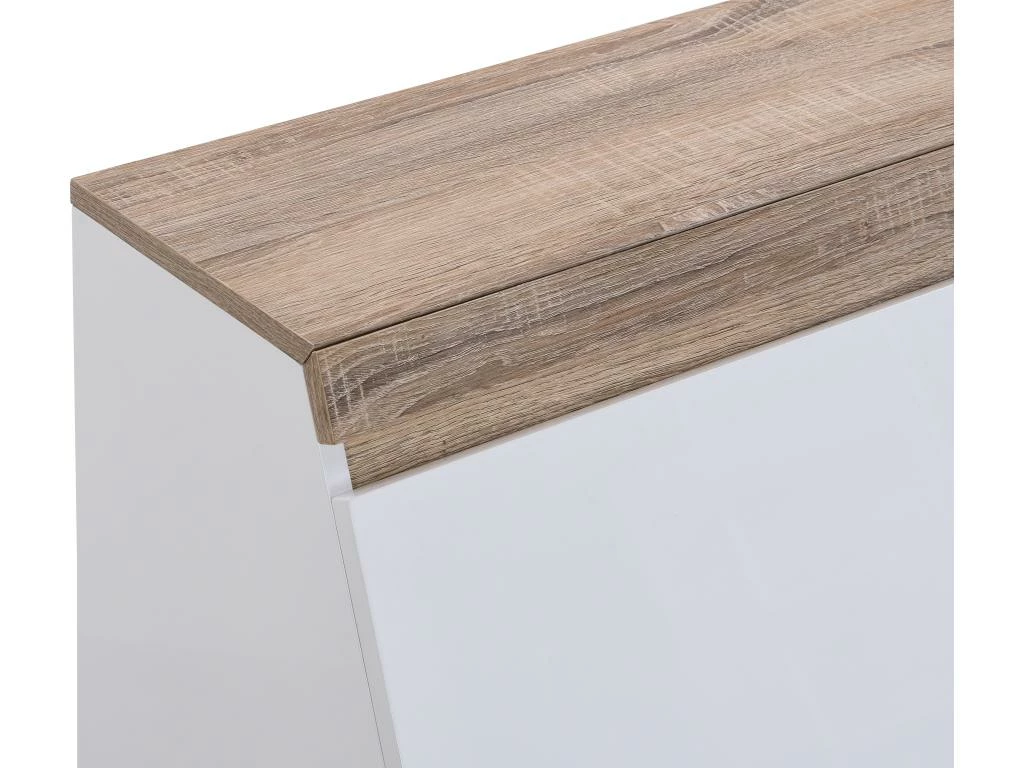 Secrétaire Avec 2 Portes Et 2 Tiroirs - MDF - Blanc Et Naturel - RILESA 8 Secrétaire Avec 2 Portes Et 2 Tiroirs - MDF - Blanc Et Naturel - RILESA – Image 8