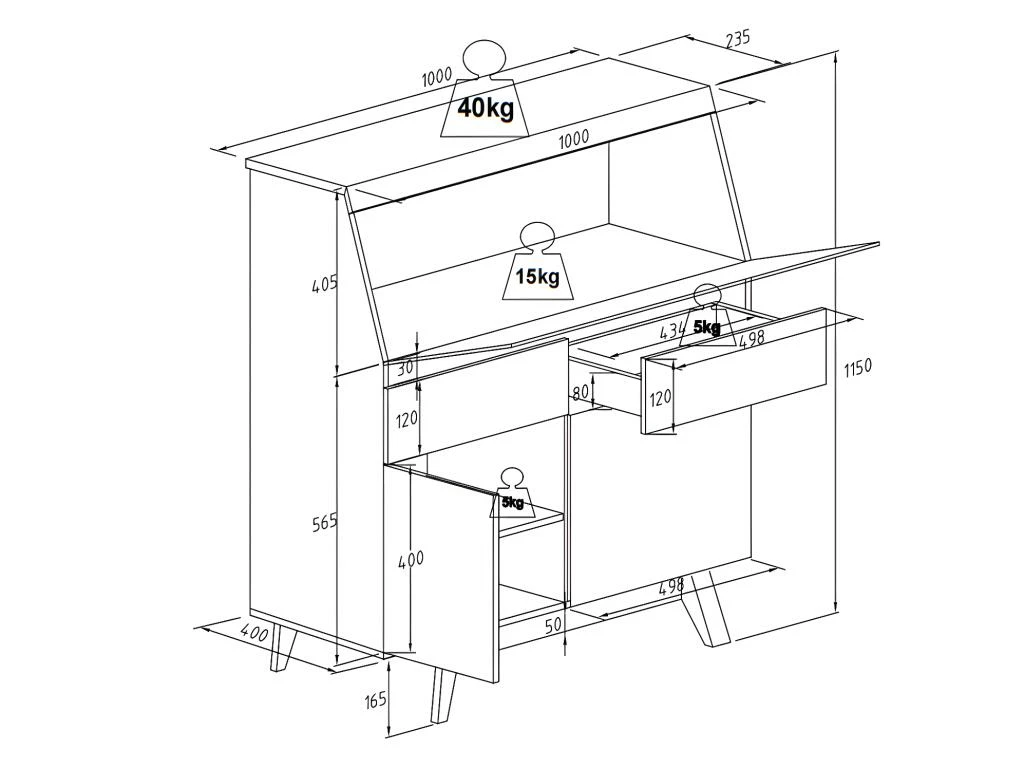 Secrétaire Avec 2 Portes Et 2 Tiroirs - MDF - Blanc Et Naturel - RILESA 12 Secrétaire Avec 2 Portes Et 2 Tiroirs - MDF - Blanc Et Naturel - RILESA – Image 12