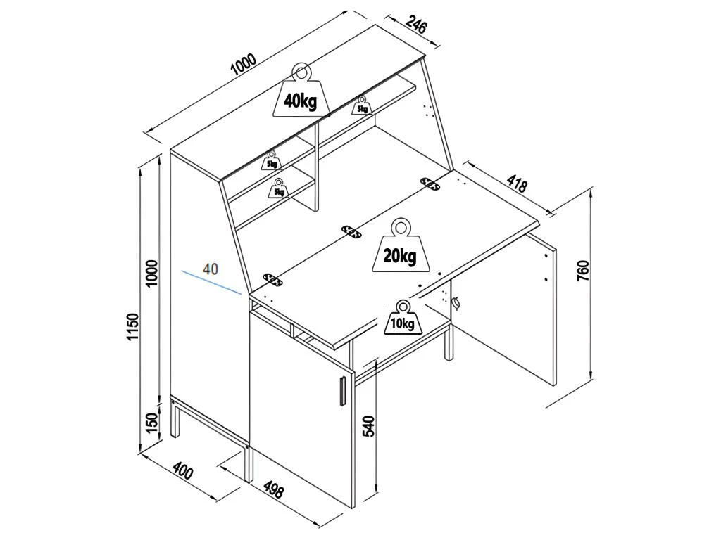 Secrétaire Avec 2 Portes - MDF - Naturel Et Noir - MALEDA 9 Secrétaire Avec 2 Portes - MDF - Naturel Et Noir - MALEDA – Image 9