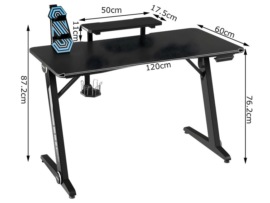 Bureau Gamer Table De Jeu Pour Gaming Surface En Fibre De Carbone Lumières Rvb Avec Porte-gobelet Crochet Pour Casque 20_0000335 3 Bureau Gamer Table De Jeu Pour Gaming Surface En Fibre De Carbone Lumières Rvb Avec Porte-gobelet Crochet Pour Casque 20_0000335 – Image 3