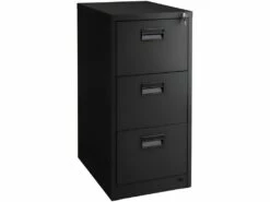 Armoire De Bureau Verrouillable étagère Meuble 3 Tiroirs Noir 08_0000376
