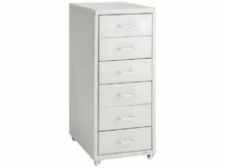 Caisson De Bureau 69 Cm Meuble En Métal 6 Tiroirs Gris Clair 08_0000394
