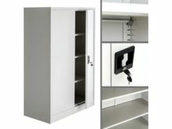 Armoire De Bureau Verrouillable Dotée De 3 étagères Meuble 4 Niveaux Gris 08_0000381 -mobilier de bureau Shop meuble bureau 8953081