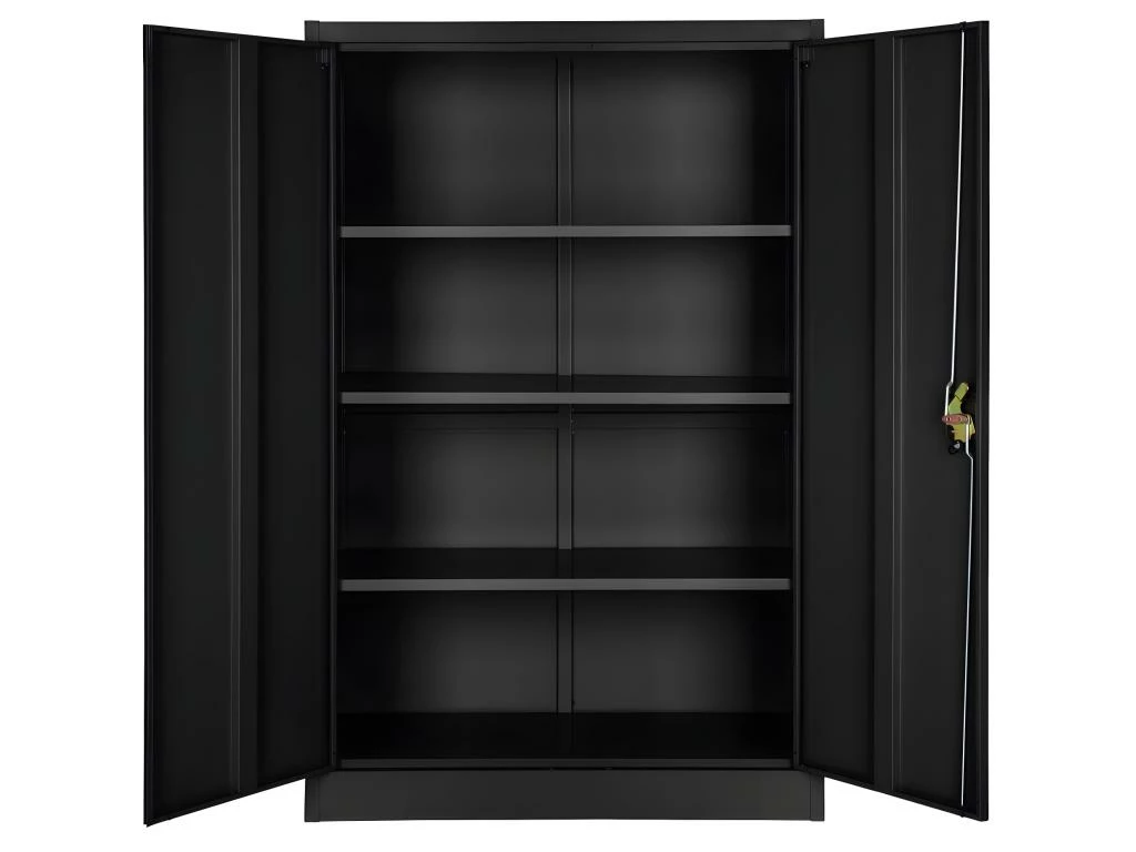 Armoire De Bureau Verrouillable Dotée De 3 étagères Meuble 4 Niveaux Noir 08_0000382 1 Armoire De Bureau Verrouillable Dotée De 3 étagères Meuble 4 Niveaux Noir 08_0000382