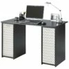 Bureau Noir 2 Caissons à Rideau 120 Cm - Coloris: Vagues Grises 810