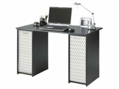 Bureau Noir 2 Caissons à Rideau 120 Cm - Coloris: Vagues Grises 810
