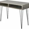 Bureau Table Meuble Travail Informatique Avec 2 Compartiments Gris 0502061/2