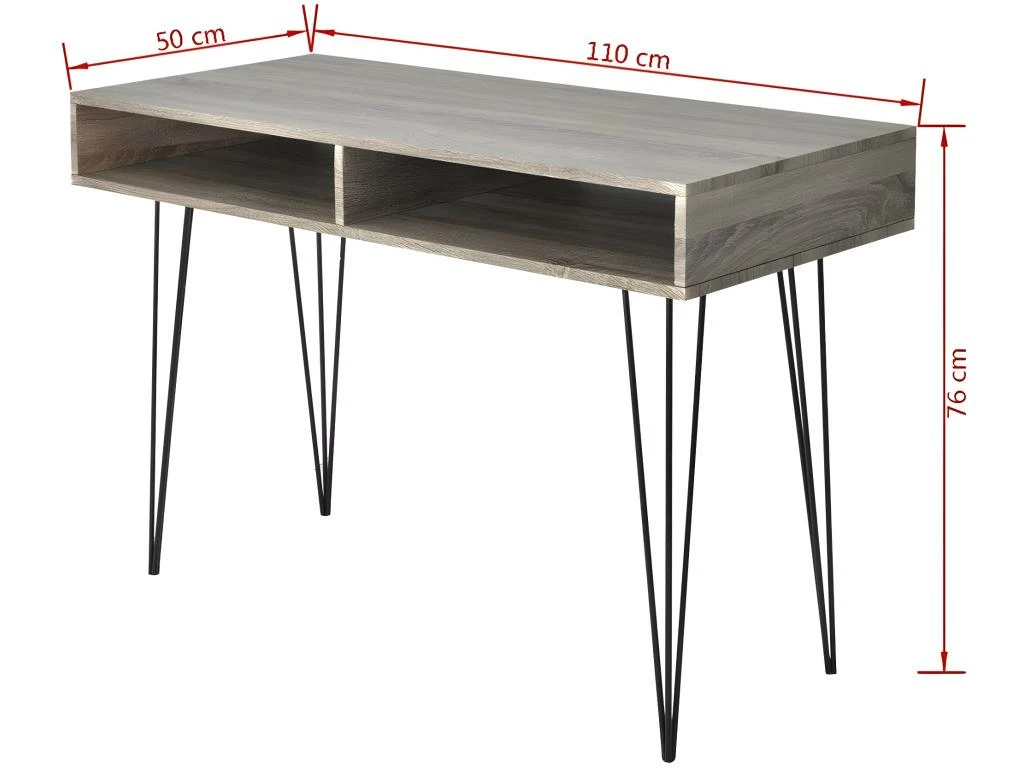 Bureau Table Meuble Travail Informatique Avec 2 Compartiments Gris 0502061/2 4 Bureau Table Meuble Travail Informatique Avec 2 Compartiments Gris 0502061/2 – Image 4