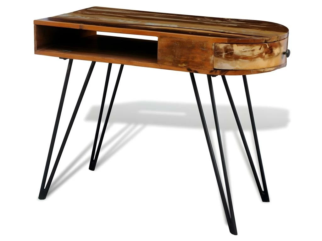 Bureau Table Meuble Travail Informatique En Bois Solide Recyclé Avec Pieds Broche En Fer 0502087 2 Bureau Table Meuble Travail Informatique En Bois Solide Recyclé Avec Pieds Broche En Fer 0502087 – Image 2