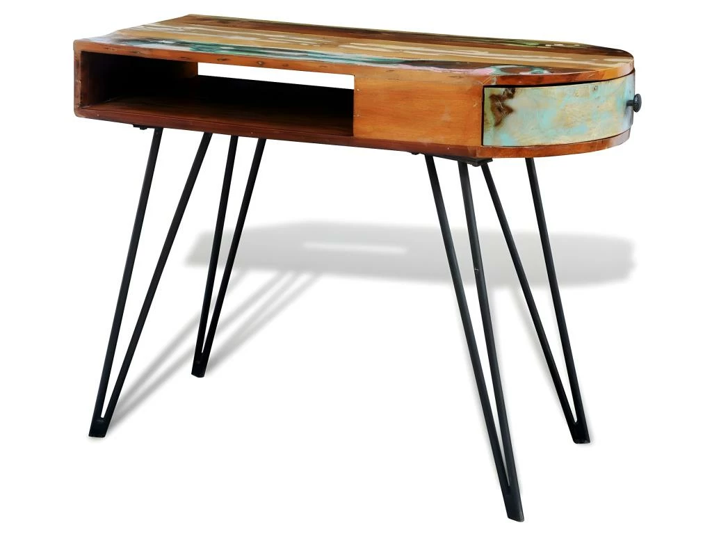 Bureau Table Meuble Travail Informatique En Bois Solide Recyclé Avec Pieds Broche En Fer 0502087 5 Bureau Table Meuble Travail Informatique En Bois Solide Recyclé Avec Pieds Broche En Fer 0502087 – Image 5