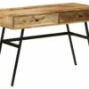 Bureau Table Meuble Travail Informatique Avec Tiroirs Bois Solide De Manguier 110 Cm 0502134