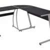 Bureau Table Meuble Travail Informatique De Coin En Forme De L Noir 0502081