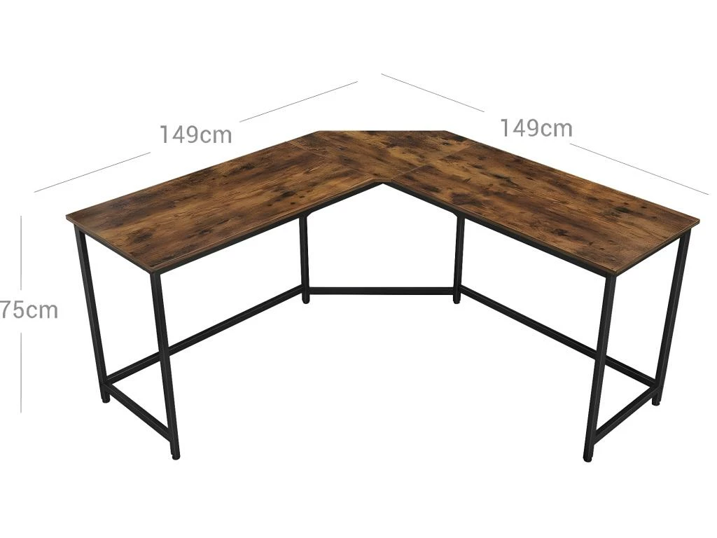 Bureau D Angle Table En Forme De L Pour Travailler Et Réviser Bureau à Domicile Gain D Espace Montage Facile Style Industriel 149 Cm Marron Noir Rustique 12_0001290 2 Bureau D Angle Table En Forme De L Pour Travailler Et Réviser Bureau à Domicile Gain D Espace Montage Facile Style Industriel 149 Cm Marron Noir Rustique 12_0001290 – Image 2