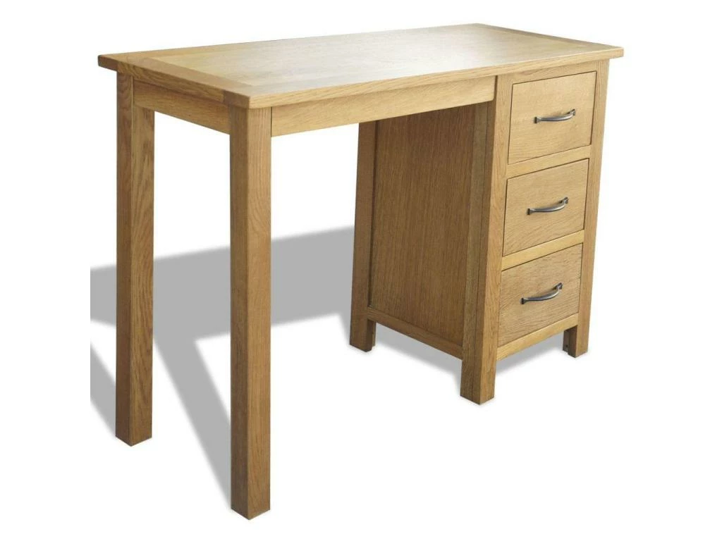 Bureau Table Meuble Travail Informatique Avec 3 Tiroirs 106 Cm Bois De Chêne Massif 0502127/2 1 Bureau Table Meuble Travail Informatique Avec 3 Tiroirs 106 Cm Bois De Chêne Massif 0502127/2