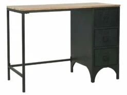 Bureau Table Meuble Travail Informatique à Piédestal Unique Bois De Sapin Et Acier 100 Cm 0502131