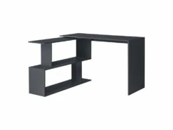 Bureau Gigogne Design Avec Partie étagère Bureau De Coin Extension Panneau De Particules Mélaminé 77 X 120 X 50 Cm Gris Foncé 03_0004708