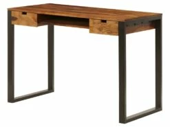 Bureau Table Meuble Travail Informatique 110 Cm Bois Solide Et Acier 0502086