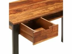 Bureau Table Meuble Travail Informatique 110 Cm Bois Solide Et Acier 0502086 -mobilier de bureau Shop meuble bureau 8959897