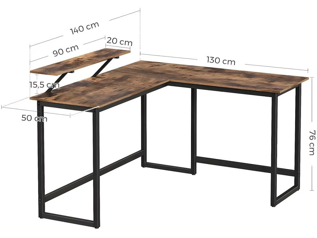 Bureau En Forme De L Table D’angle Avec Support D’écran Pour étudier Jouer Travailler Gain D’espace Pieds Réglables Cadre Métallique Assemblage Facile Marron Rustique12_0000327 2 Bureau En Forme De L Table D’angle Avec Support D’écran Pour étudier Jouer Travailler Gain D’espace Pieds Réglables Cadre Métallique Assemblage Facile Marron Rustique12_0000327 – Image 2