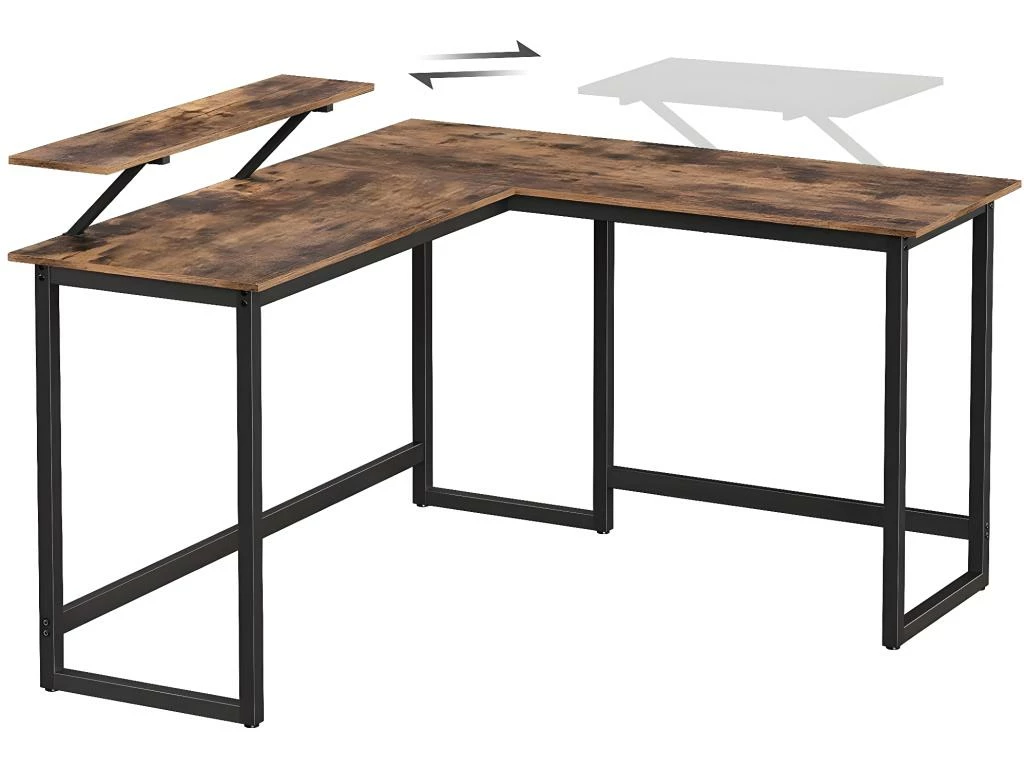 Bureau En Forme De L Table D’angle Avec Support D’écran Pour étudier Jouer Travailler Gain D’espace Pieds Réglables Cadre Métallique Assemblage Facile Marron Rustique12_0000327 4 Bureau En Forme De L Table D’angle Avec Support D’écran Pour étudier Jouer Travailler Gain D’espace Pieds Réglables Cadre Métallique Assemblage Facile Marron Rustique12_0000327 – Image 4