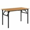 Table Pliante De Cuisine à Manger Hauteur Réglable Pour 4 Personnes 120 Cm Marron Et Noir 03_0004364