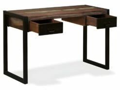 Bureau Table Meuble Travail Informatique Avec 2 Tiroirs Bois De Récupération Massif 120 Cm 0502062 -mobilier de bureau Shop meuble bureau 8960117