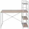 Bureau Table Meuble Travail Informatique Avec Bibliothèque à 4 Niveaux Chêne 0502090