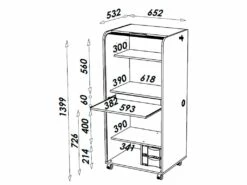 Armoire Informatique Mobile Chêne - Coloris: Bambous 912 -mobilier de bureau Shop meuble bureau 9186085