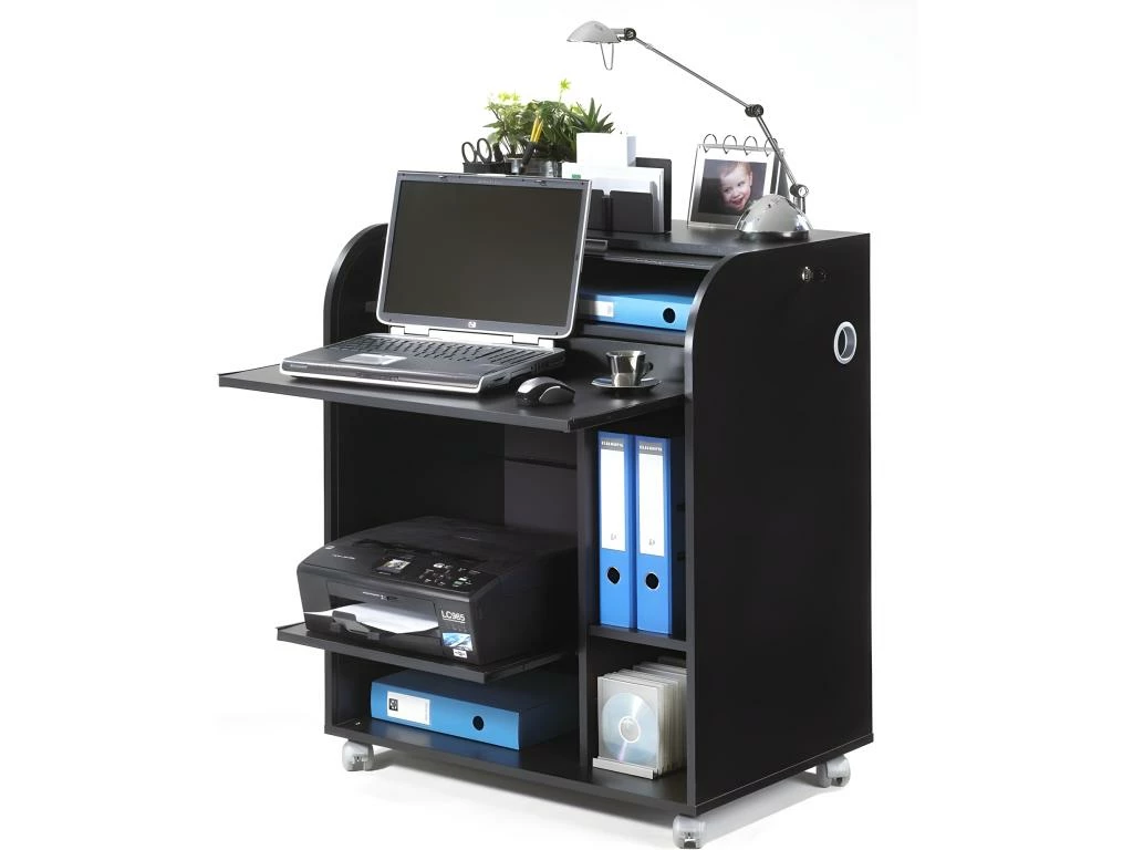 Bureau Informatique Noir à Roulettes - Coloris: Fée 217 1 Bureau Informatique Noir à Roulettes - Coloris: Fée 217