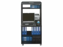 Armoire Informatique Mobile Noire 2 Tiroirs 5 Niches - Coloris: Bambous 912 -mobilier de bureau Shop meuble bureau 9186153