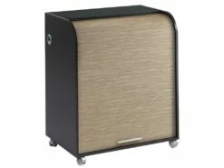 Bureau Informatique Noir à Roulettes - Coloris: Chêne Naturel