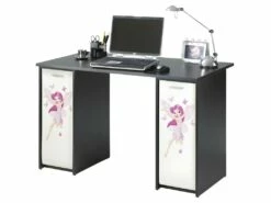 Bureau Noir 2 Caissons à Rideau 120 Cm - Coloris: Fée 217