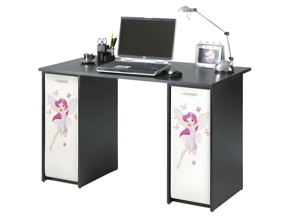 Bureau Noir 2 Caissons à Rideau 120 Cm - Coloris: Fée 217 1 Bureau Noir 2 Caissons à Rideau 120 Cm - Coloris: Fée 217