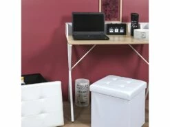 Bureau Plateau Effet Bois Brice Blanc - Blanc -mobilier de bureau Shop meuble bureau 9186593