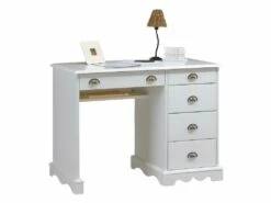 Bureau 5 Tiroirs Blanc Style Anglais