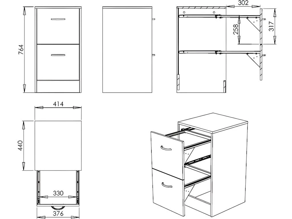 Classeur 2 Tiroirs 50 Dossiers Suspendus - Coloris: Hêtre 1 Classeur 2 Tiroirs 50 Dossiers Suspendus - Coloris: Hêtre