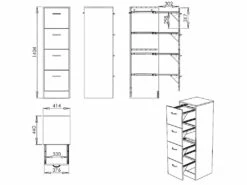 Classeur 4 Tiroirs 100 Dossiers Suspendus - Coloris: Hêtre -mobilier de bureau Shop meuble bureau 9187401