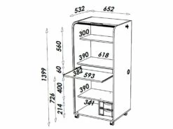 Armoire Informatique Mobile Noire 2 Tiroirs 5 Niches - Coloris: Noir -mobilier de bureau Shop meuble bureau 9256053