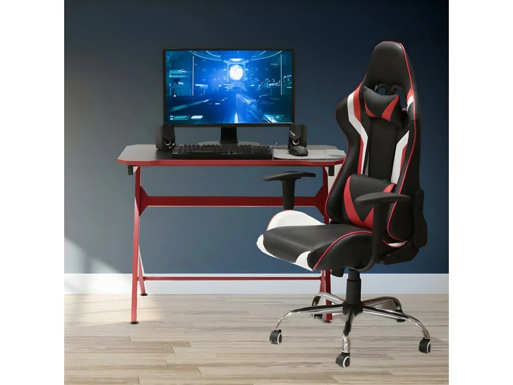 GAMING - Bureau Métallique Noir Et Rouge 2 GAMING - Bureau Métallique Noir Et Rouge – Image 2