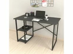 Bureau Nittedal Avec étagère Intégrée à 2 Niveaux 75 X 120 X 60 Cm Anthracite [en.casa] -mobilier de bureau Shop meuble bureau 9547269