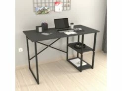 Bureau Nittedal Avec étagère Intégrée à 2 Niveaux 75 X 120 X 60 Cm Anthracite [en.casa] -mobilier de bureau Shop meuble bureau 9547271