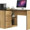 EROSA | Bureau Informatique D'angle Moderne Chambre/salon/bureau | 124,5x85x77cm | 3 Tiroirs + 2 Niches | Table D'ordinateur