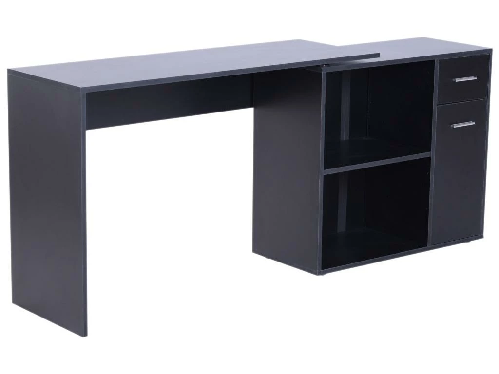 Bureau Informatique Multimédia Modulable Multi-rangements Double Niche + Tiroir Panneaux Particules Noir 1 Bureau Informatique Multimédia Modulable Multi-rangements Double Niche + Tiroir Panneaux Particules Noir
