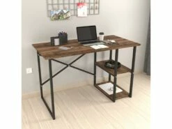 Bureau Nittedal Avec étagère Intégrée à 2 Niveaux 75 X 120 X 60 Cm Effet Chêne Patiné [en.casa] -mobilier de bureau Shop meuble bureau 9548153